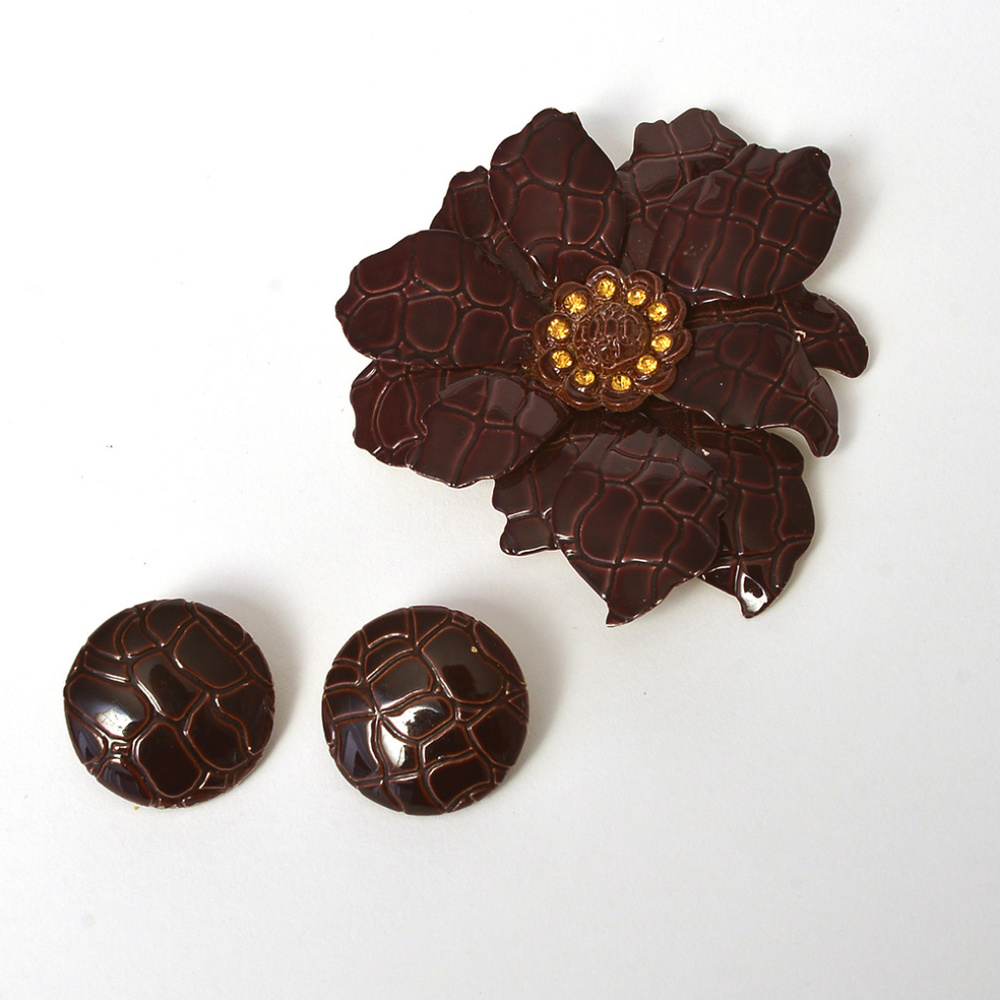 Vintage Pin and clip earring set